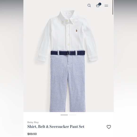 Lauren Ralph Lauren Other - 9 months Ralph and Lauren Shirt, Belt & Seersucker Pant Set